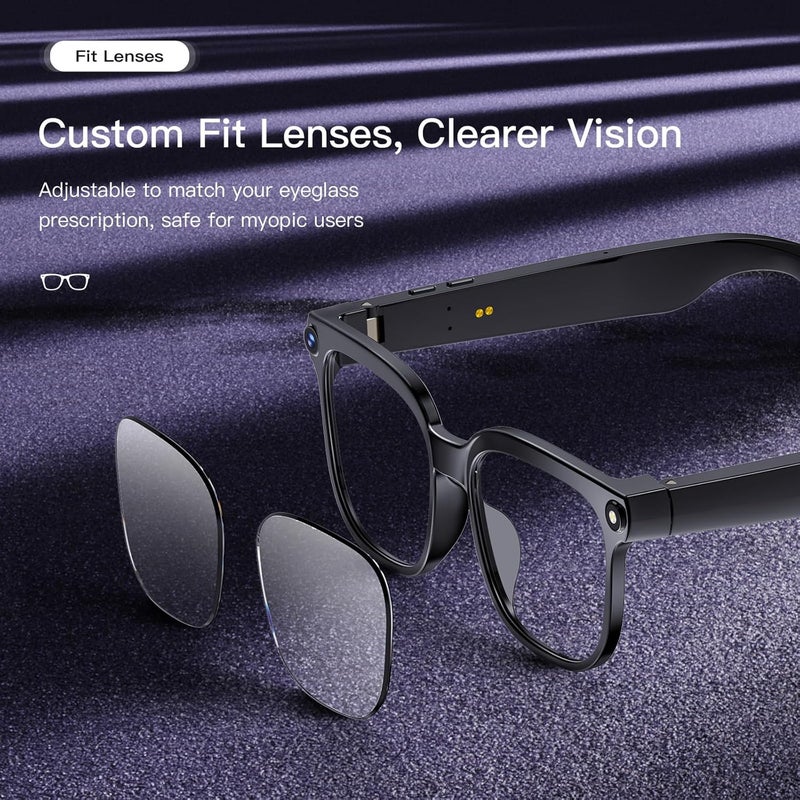 Dormiro Smart Glasses with Camera,4K with Audio Bluetooth Camera Glasses for Men Women 8MP 32G HD Hidden Video Recording Support Live Feed,Ai Voice Control,150+ Language Translate, Chart GPT, WiFi - Image 3